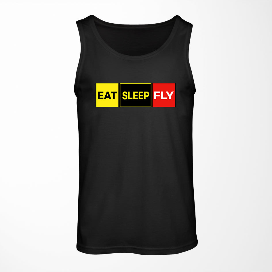 Eat Sleep Fly (Colourful) Designed Tank Tops