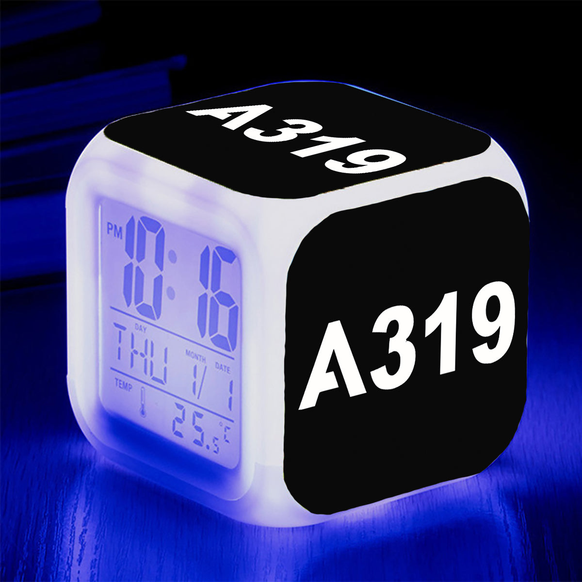 A319 Flat Text Designed "7 Colour" Digital Alarm Clock