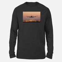 Thumbnail for Landing Boeing 747 During Sunset Designed Long-Sleeve T-Shirts