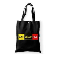 Thumbnail for Eat Sleep Fly (Colourful) Designed Tote Bags