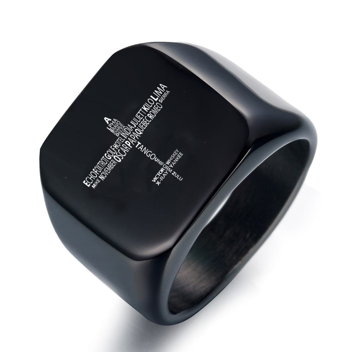 Propeller Shape Aviation Alphabet Designed Men Rings