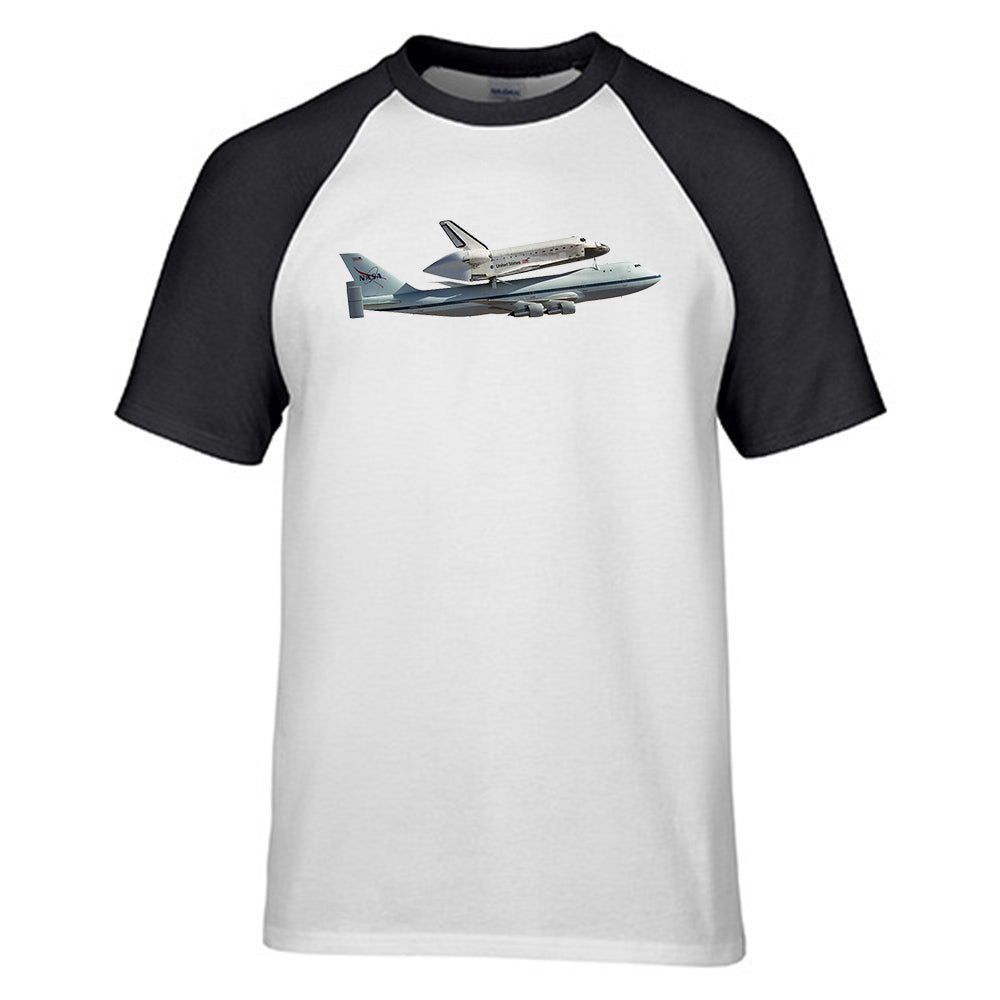 Space shuttle on 747 Designed Raglan T-Shirts