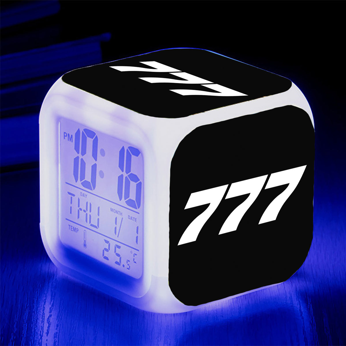 777 Flat Text Designed "7 Colour" Digital Alarm Clock