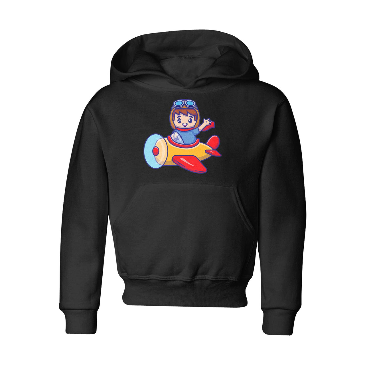 Cute Boy Driving Plane Cartoon Designed "CHILDREN" Hoodies