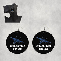 Thumbnail for The Sukhoi SU-35 Designed Wooden Drop Earrings