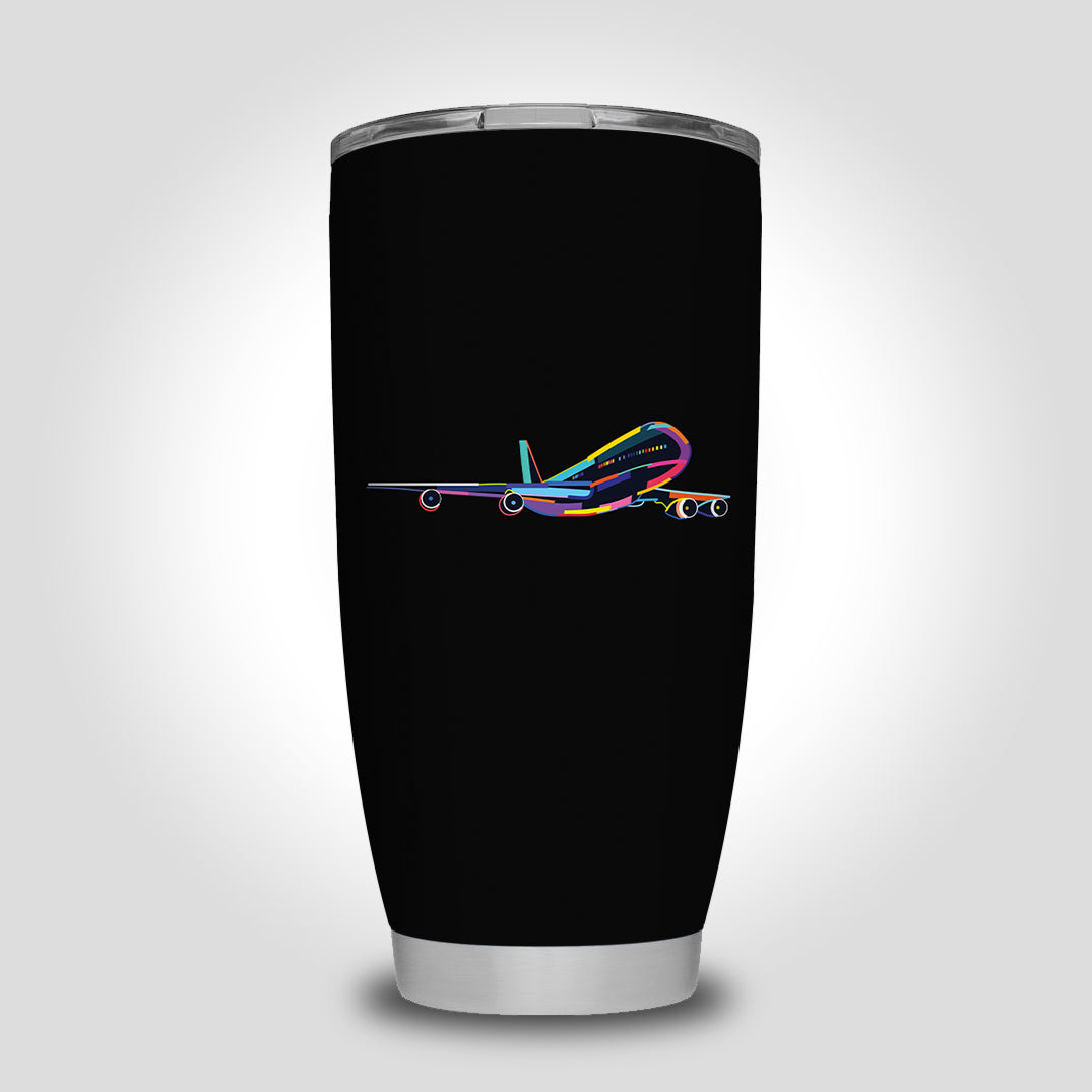 Multicolor Airplane Designed Tumbler Travel Mugs