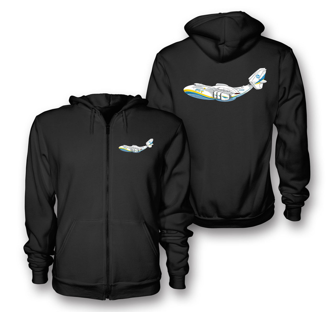 RIP Antonov An-225 Designed Zipped Hoodies