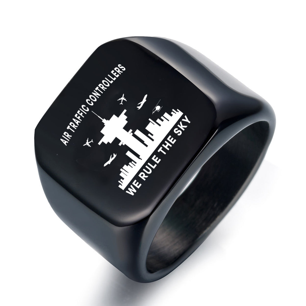 Air Traffic Controllers - We Rule The Sky Designed Men Rings