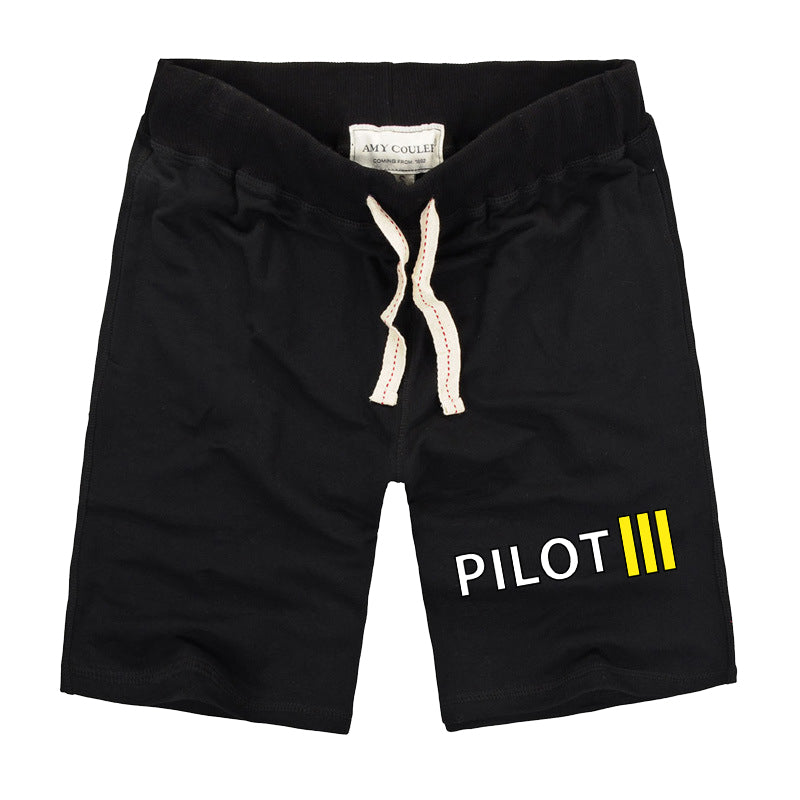 Pilot & Stripes (3 Lines) Designed Cotton Shorts