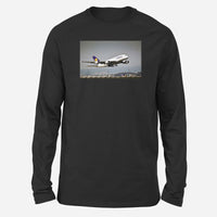 Thumbnail for Departing Lufthansa A380 Designed Long-Sleeve T-Shirts