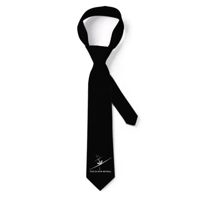 This is How We Roll aviation design on premium silk blend tie.