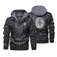 Thumbnail for Aviation Finger Print Designed Hooded Leather Jackets
