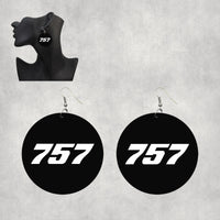 Thumbnail for 757 Flat Text Designed Wooden Drop Earrings