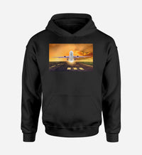 Thumbnail for Amazing Departing Aircraft Sunset & Clouds Behind Designed Hoodies