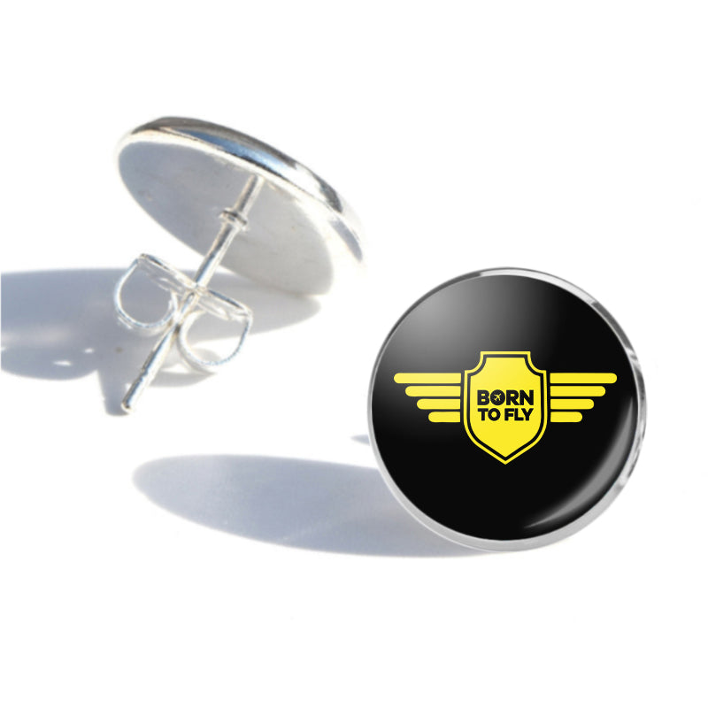 Born To Fly & Badge Designed Stud Earrings