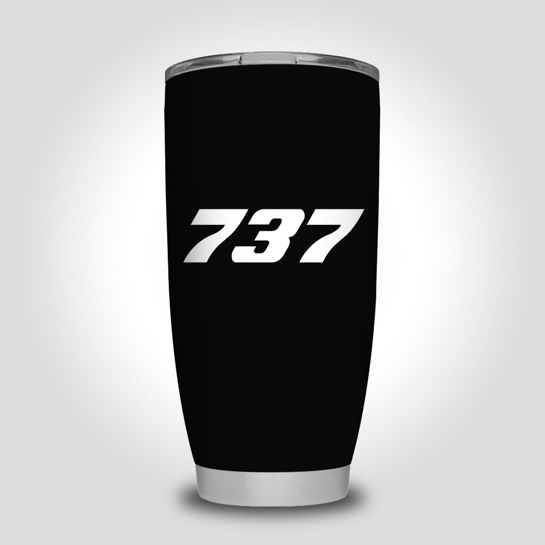 737 Flat Text Designed Tumbler Travel Mugs