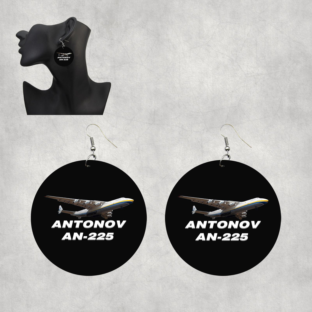 Antonov AN-225 (15) Designed Wooden Drop Earrings