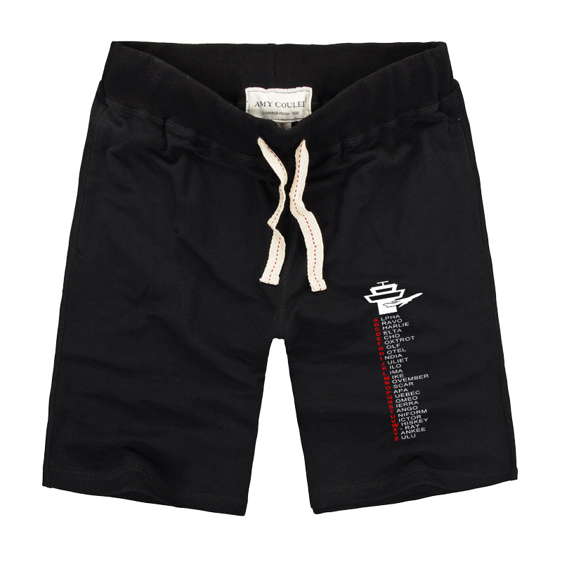 Aviation Alphabet Designed Cotton Shorts