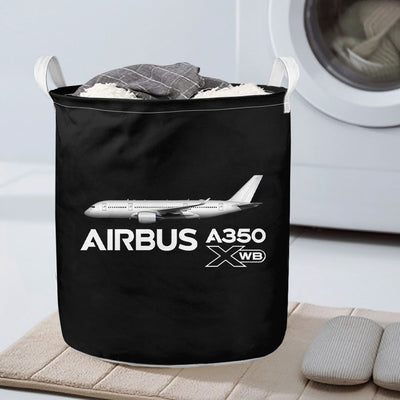 The Airbus A350 WXB aviation design on durable fabric with reinforced handles laundry basket.
