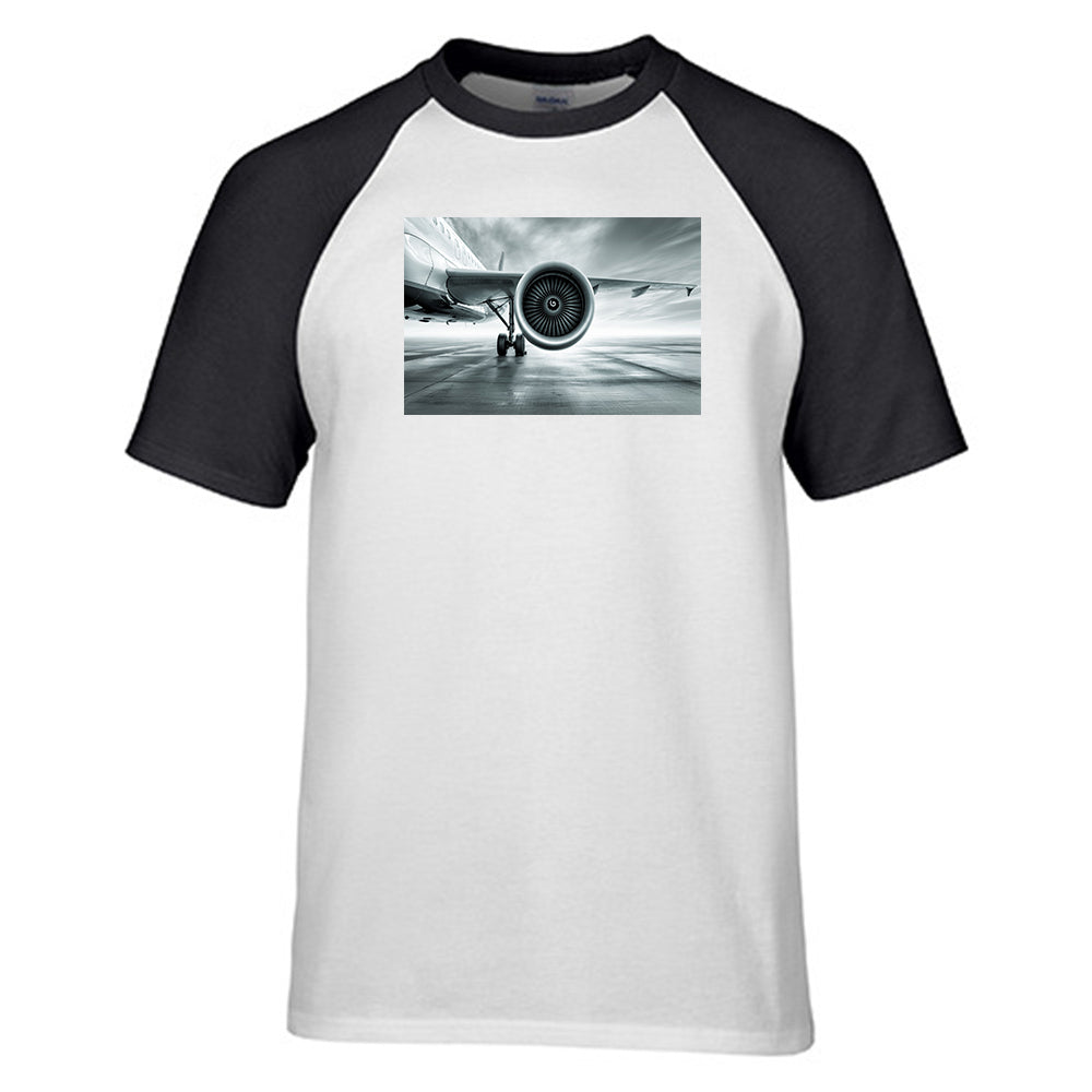Super Cool Airliner Jet Engine Designed Raglan T-Shirts