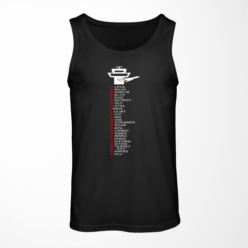 Aviation Alphabet Designed Tank Tops