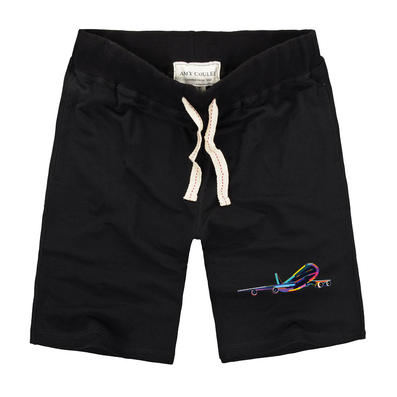 Multicolor Airplane Designed Cotton Shorts