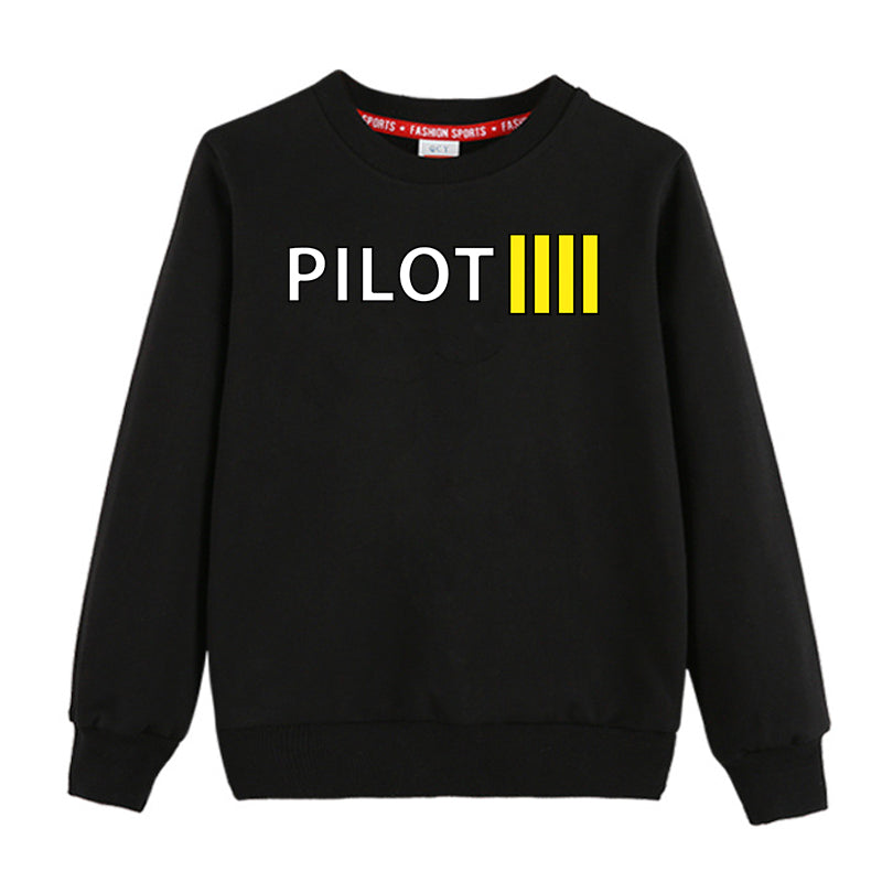 Pilot & Stripes (4 Lines) Designed "CHILDREN" Sweatshirts