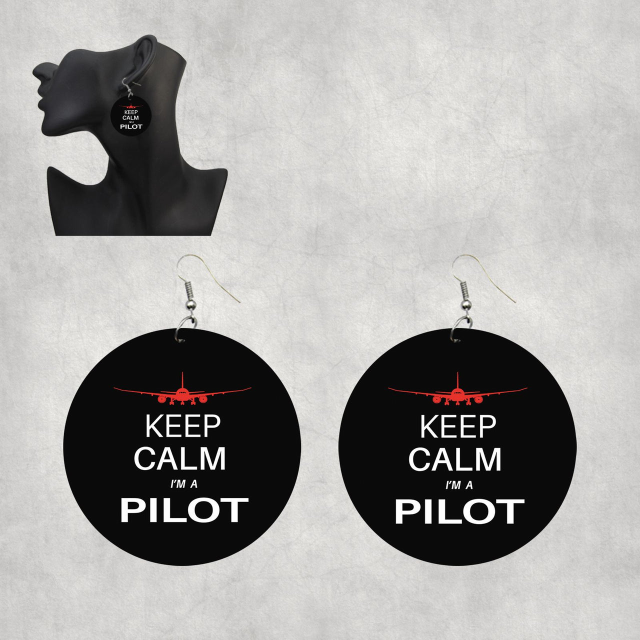 Pilot (777 Silhouette) Designed Wooden Drop Earrings