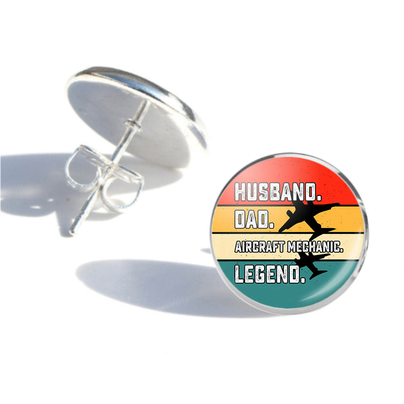 Husband & Dad & Aircraft Mechanic & Legend Designed Stud Earrings