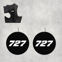 Thumbnail for 727 Flat Text Designed Wooden Drop Earrings