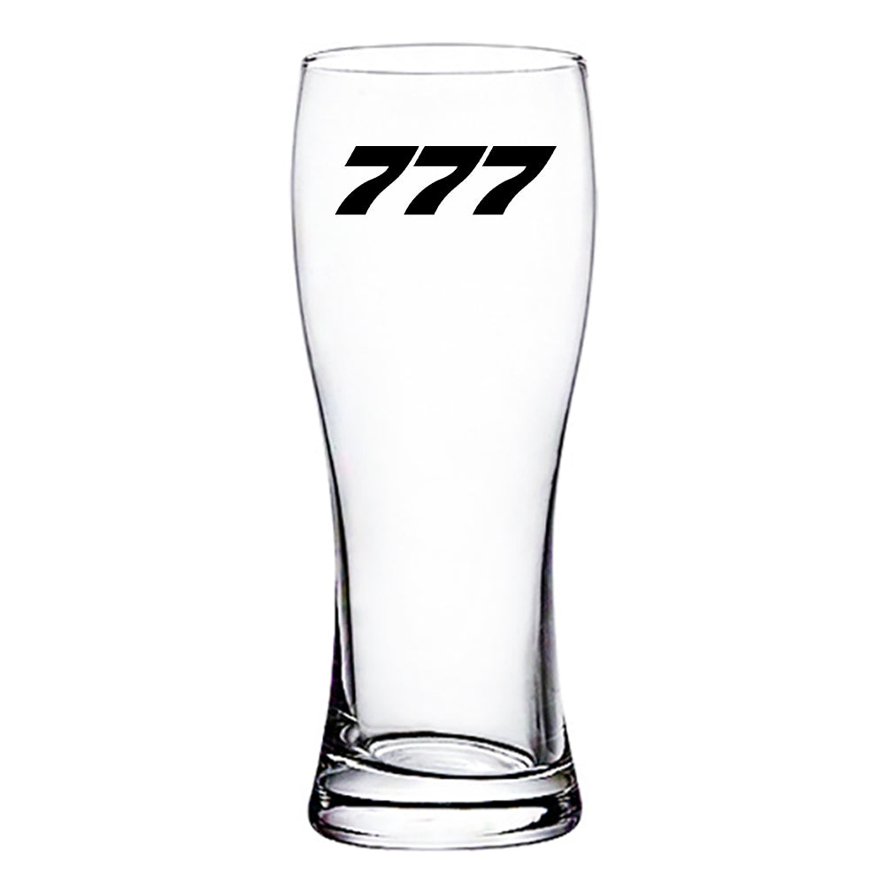777 Flat Text Designed Pilsner Beer Glasses