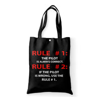 Thumbnail for Rule 1 - Pilot is Always Correct Designed Tote Bags