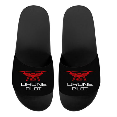 Drone aviation design on durable rubber sole with cushion sport slippers.