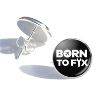 Thumbnail for Born To Fix Airplanes Designed Stud Earrings