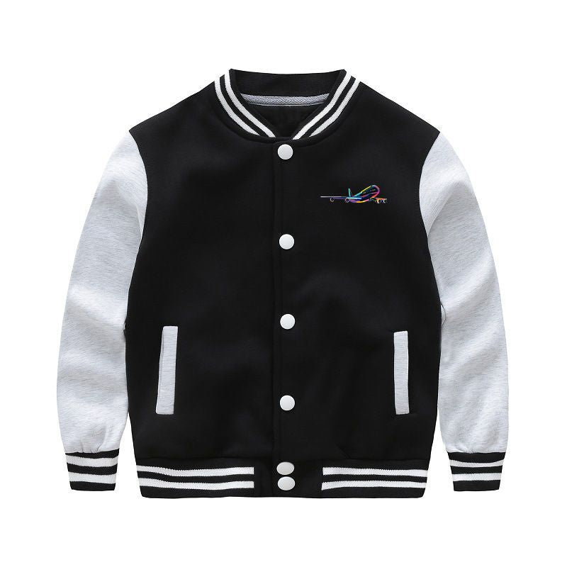 Multicolor Airplane Designed "CHILDREN" Baseball Jackets