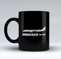 Thumbnail for The Embraer ERJ-190 Designed Black Mugs