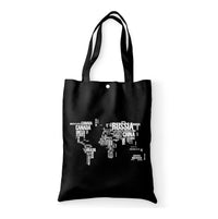Thumbnail for World Map (Text) Designed Tote Bags