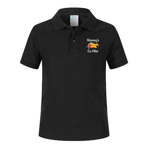 Mommy's Co-Pilot (Propeller) Designed Children Polo T-Shirts