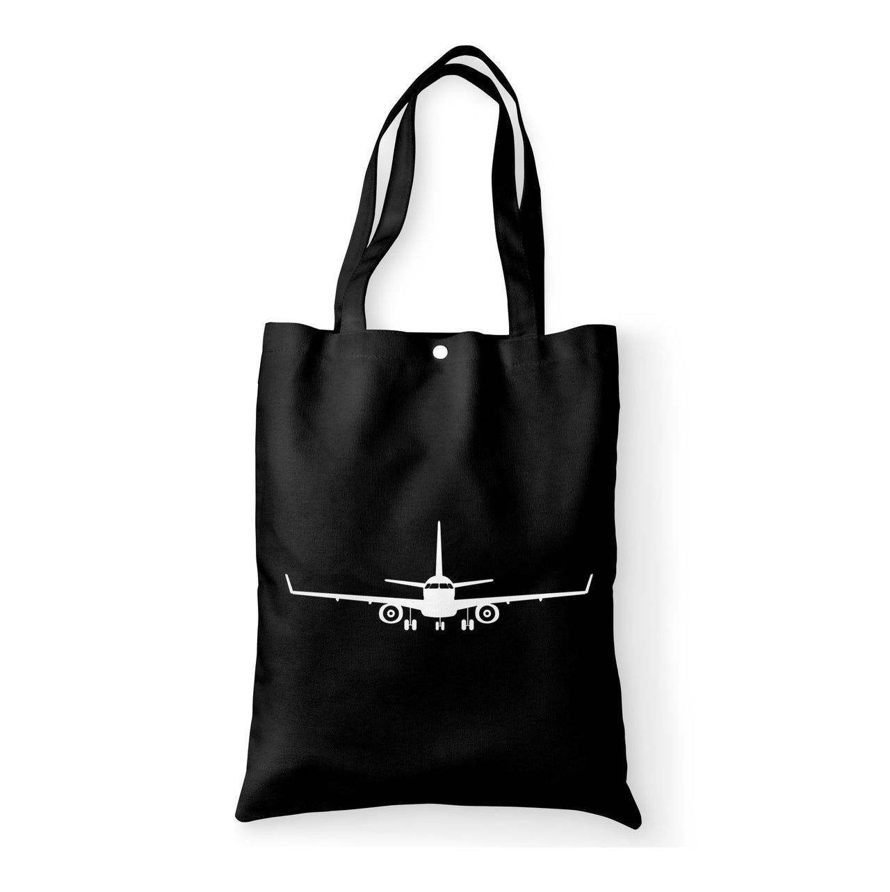 Embraer E-190 Silhouette Plane Designed Tote Bags