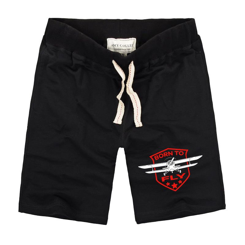 Born To Fly Designed Designed Cotton Shorts