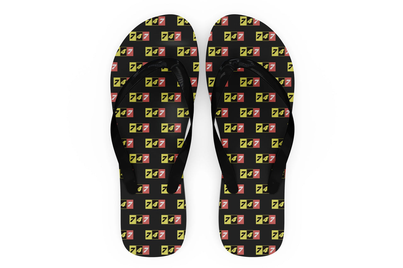 Flat Colourful 747 Designed Slippers (Flip Flops)