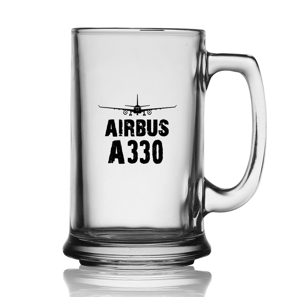 Airbus A330 & Plane Designed Beer Glass with Holder