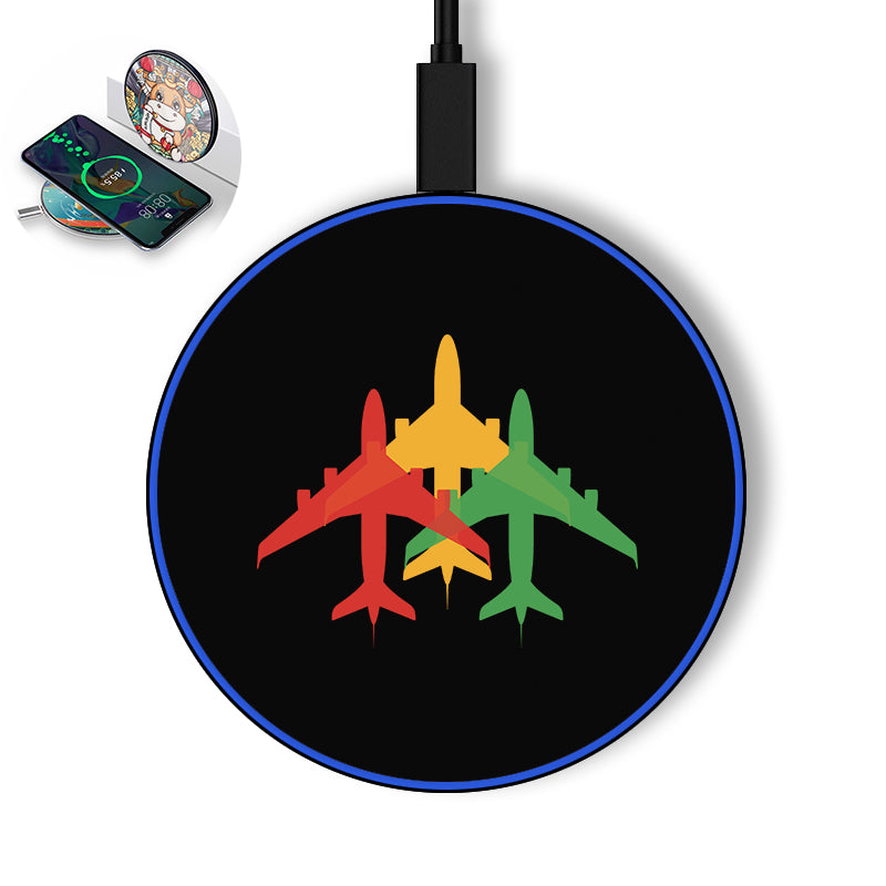 Colourful 3 Airplanes Designed Wireless Chargers
