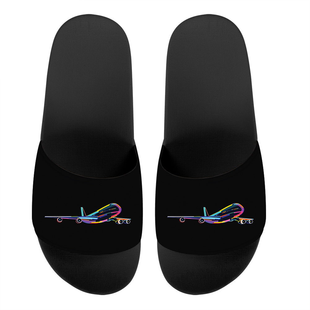 Multicolor Airplane Designed Sport Slippers