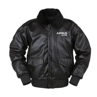Thumbnail for Airbus A330 & Text Designed Leather Bomber Jackets