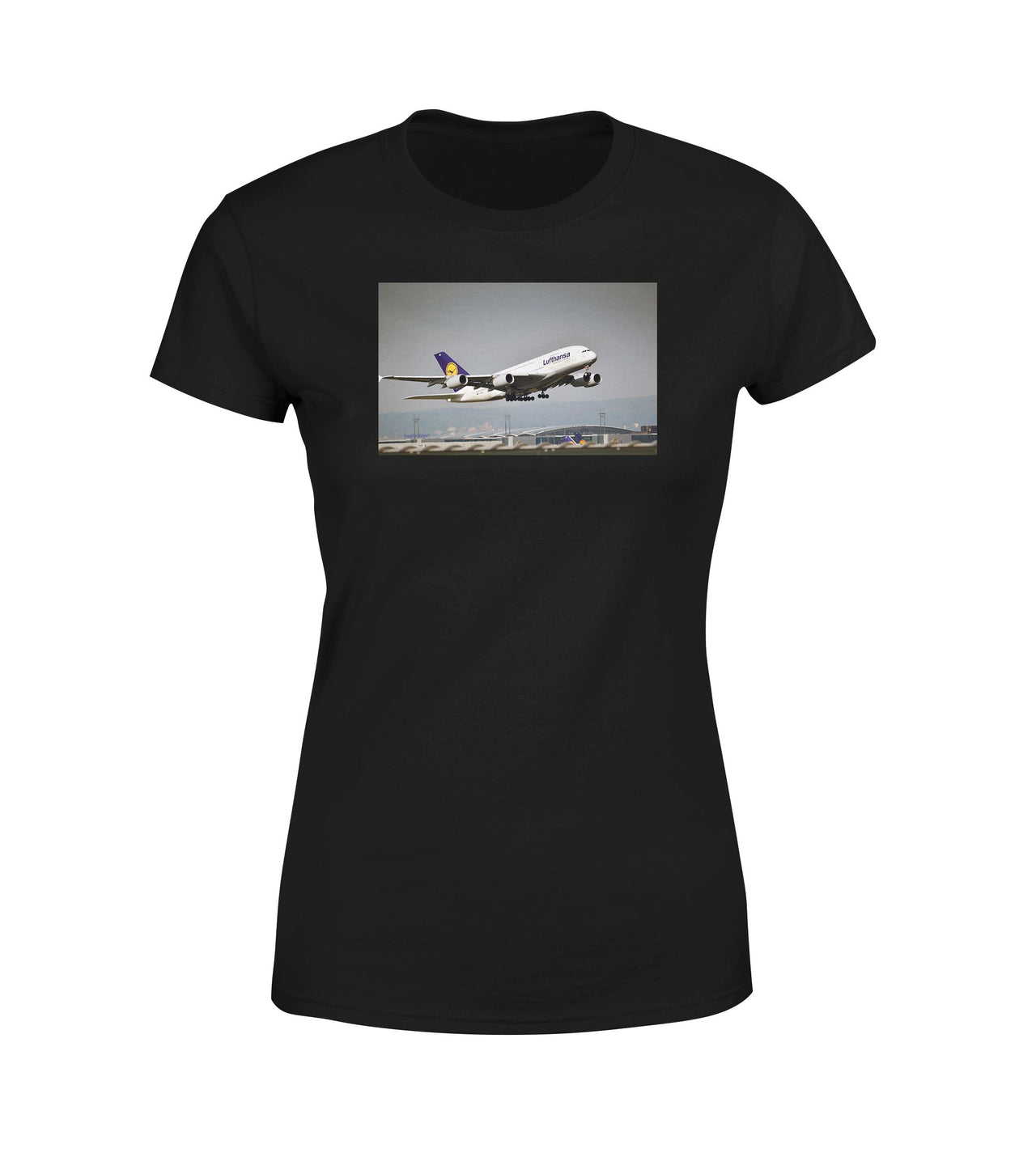 Departing Lufthansa A380 Designed Women T-Shirts