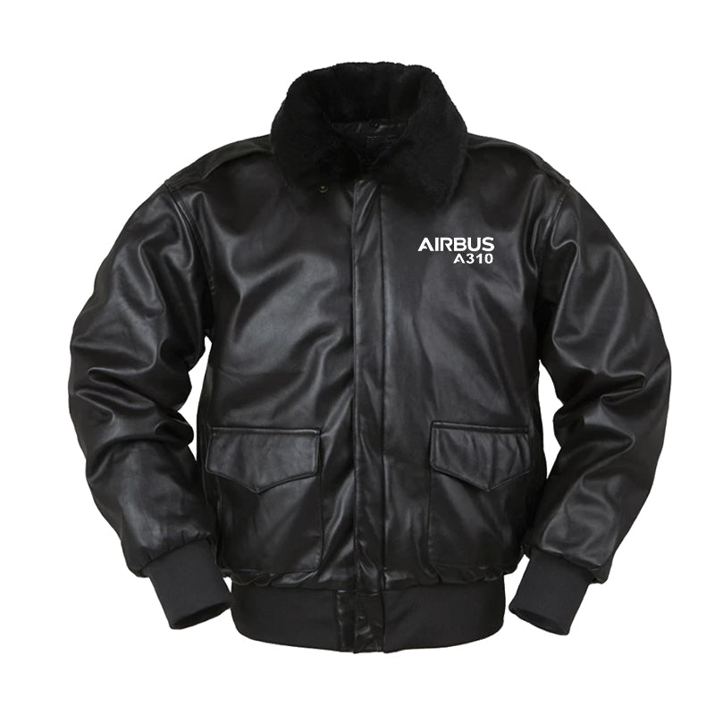 Airbus A310 & Text Designed Leather Bomber Jackets
