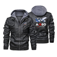 Thumbnail for Airbus A380 Love at first flight Designed Hooded Leather Jackets