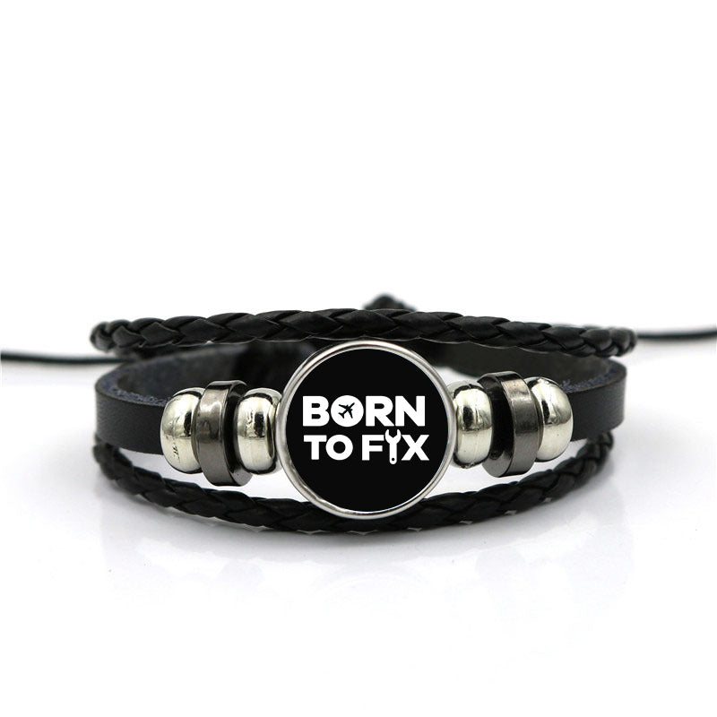 Born To Fix Airplanes Designed Leather Bracelets