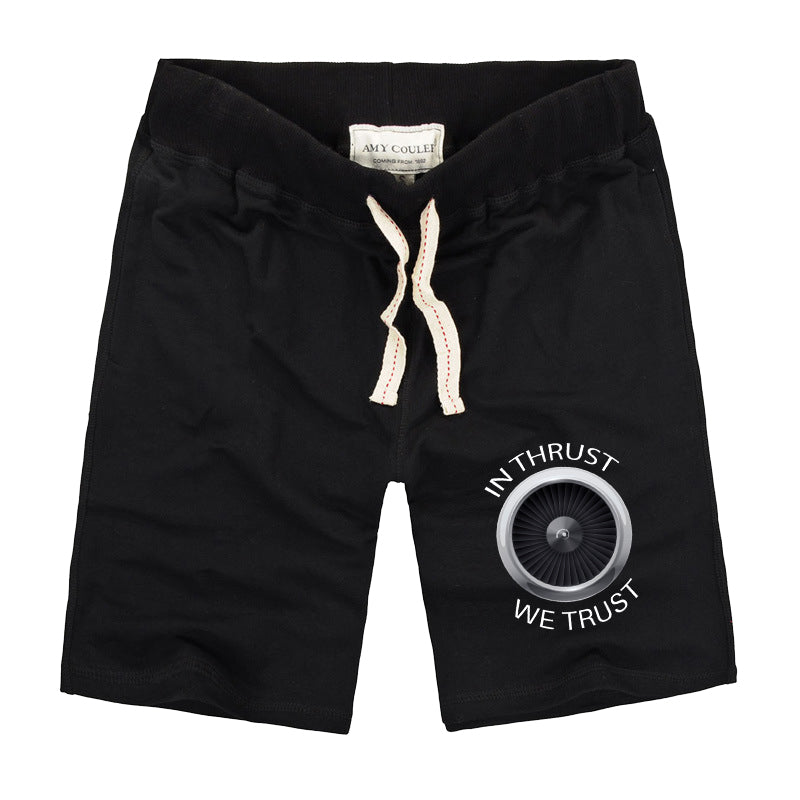 In Thrust We Trust Designed Cotton Shorts